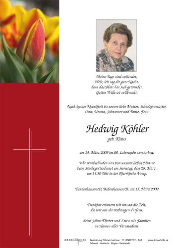 Parte von  Köhler Hedwig Frau