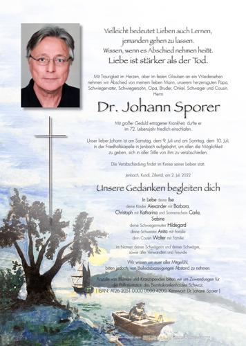 Parte von Dr. Johann Sporer