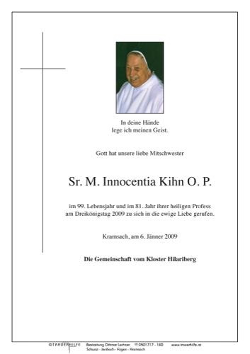 Parte von M. Innocentia Kihn O. P. Sr.