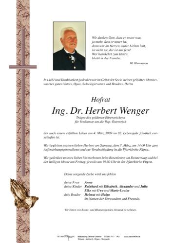 Parte von  Hofrat Ing. Dr. Wenger Herbert Herr