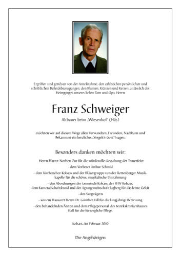 Parte von Franz Schweiger