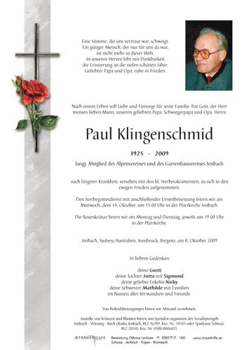 Parte von Paul Klingenschmid