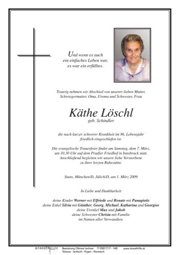 Parte von  Löschl Käthe Frau