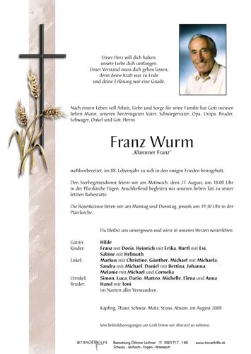 Parte von  Wurm Franz Herr