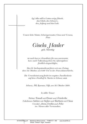 Parte von  Hasler Gisela Frau