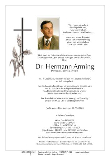 Parte von Dr. Hermann Arming