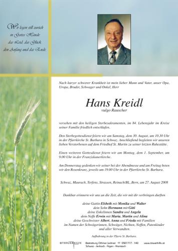 Parte von  Kreidl Hans Herr