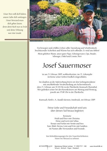 Parte von  Sauermoser Josef Herr