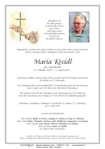Parte von  Kreidl Maria Frau