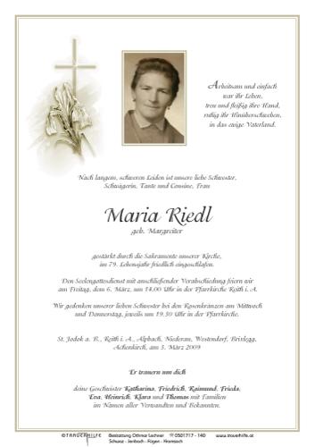 Parte von  Riedl Maria Frau
