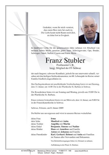 Parte von  Stubler Franz Herr