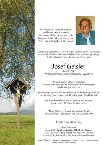 Parte von  Geisler Josef Herr