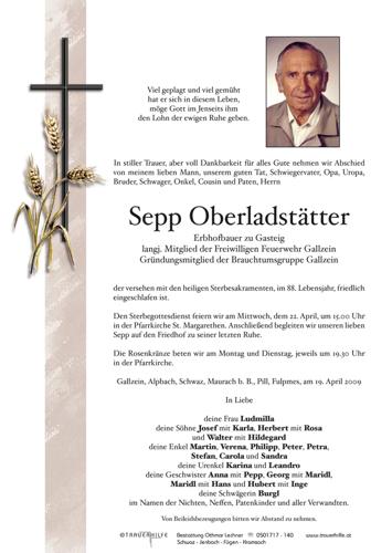 Parte von  Oberladstätter Josef Herr