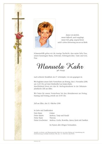 Parte von  Kahr Manuela Frau