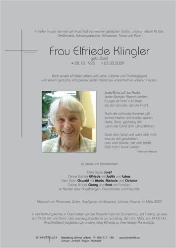 Parte von  Klingler Elfriede Frau