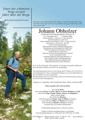 Parte von  Obholzer Johann Herr