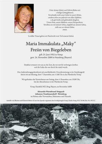 Parte von von Biegeleben "Maria Immakulata ""Maky""" Freiin