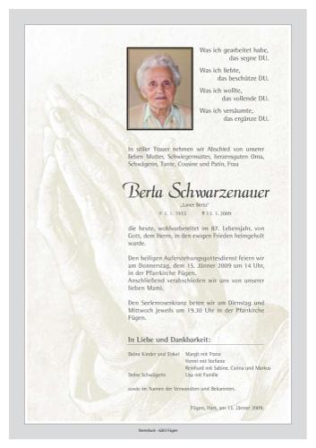 Parte von  Schwarzenauer Berta Frau