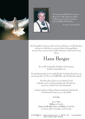 Parte von  Berger Hans Herr
